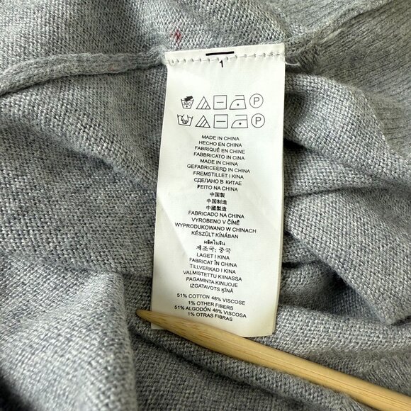 Michael Kors Cowl Neck Sweater Medium Long Sleeves Zipper Details Gray - Picture 10 of 10